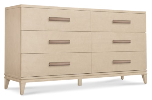 Contemporary 6-Drawer Dresser with Cedar-Lined Bottom Drawers