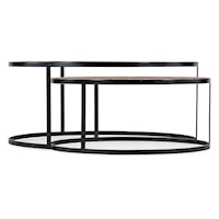 Contemporary Two Tone Nesting Coffee Table with Wood, Metal, Glass