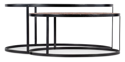 Contemporary Two Tone Nesting Coffee Table with Wood, Metal, Glass