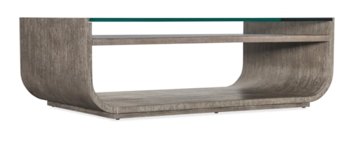 Contemporary Rectangular Cocktail Table with Glass Top