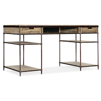 Transitional Wood and Metal Writing Desk