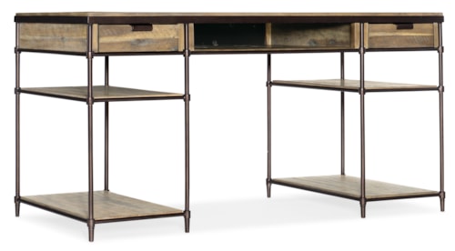 Transitional Wood and Metal Writing Desk