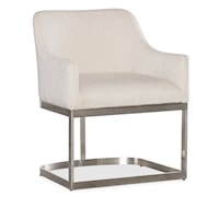 Contemporary Upholstered Dining Arm Chair with Metal Base