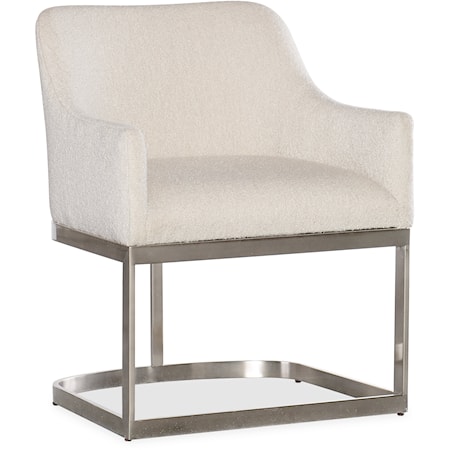 Contemporary Upholstered Dining Arm Chair with Metal Base