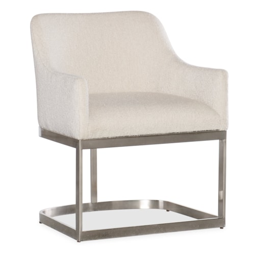 Contemporary Upholstered Dining Arm Chair with Metal Base