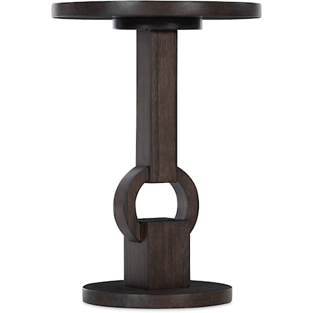 Contemporary Dark Wood Drink Table with Keyhole Base