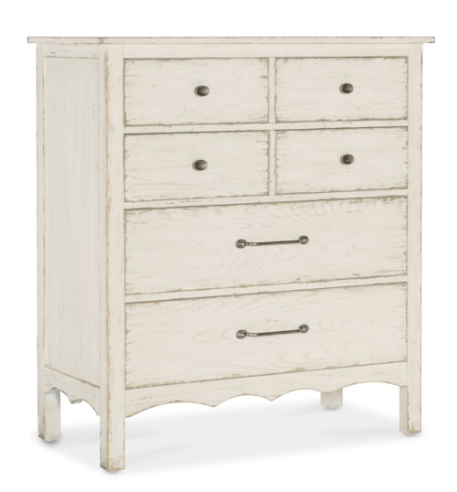 Traditional 6-Drawer Bedroom Chest with Felt Lined Top Drawers