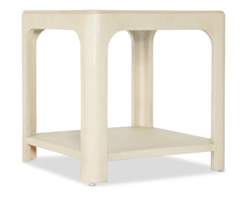 Traditional Square End Table with Fixed Shelf