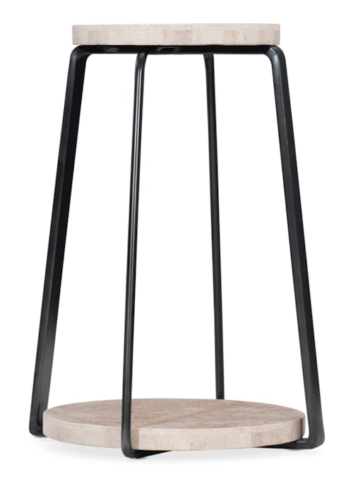 Contemporary Tapered End Table with Travertine Stone Top