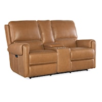 Transitional Power Console Loveseat with Power Headrest