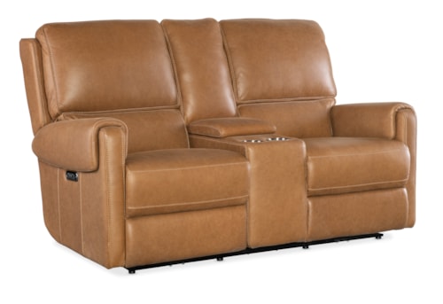 Transitional Power Console Loveseat with Power Headrest