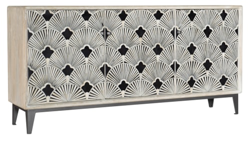 Contemporary 69 Inch Bone Inlay TV Stand with Power Outlets