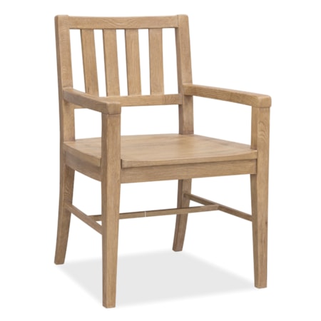Open Slat-Back Dining Arm Chair