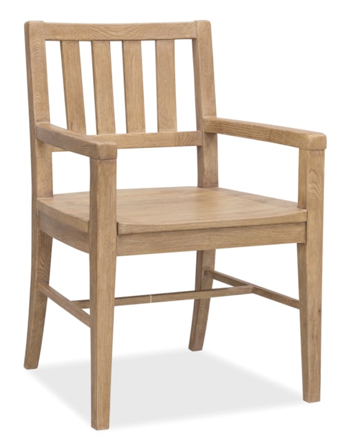 Transitional Open Slat-Back Dining Arm Chair