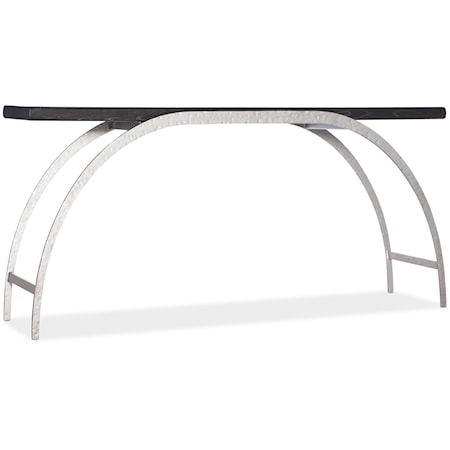 Contemporary Minimalist Wood and Metal Console Table with Arched Base