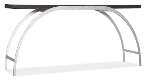 Contemporary Minimalist Wood and Metal Console Table with Arched Base