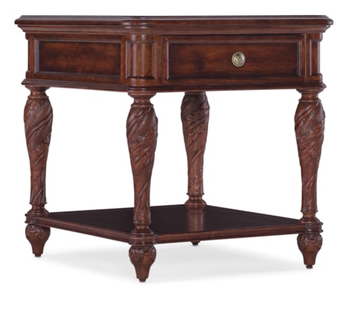 Traditional 1-Drawer End Table with Lower Shelf