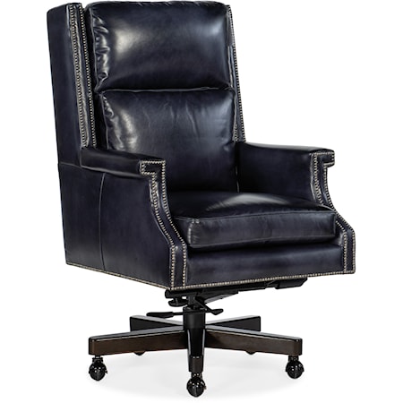 Beckett Leather Executive Swivel Tilt Office Chair with Nailheads