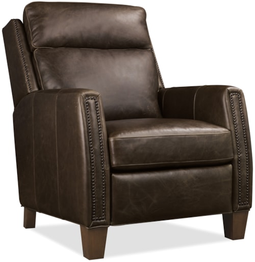 Transitional Leather Bustle-Back Power Recliner with Pop-Up Headrest