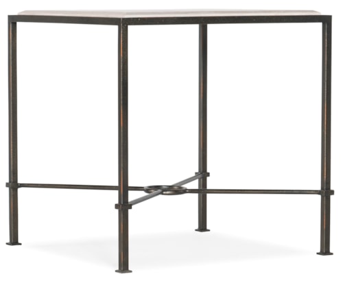 Transitional Metal End Table with Marble Top