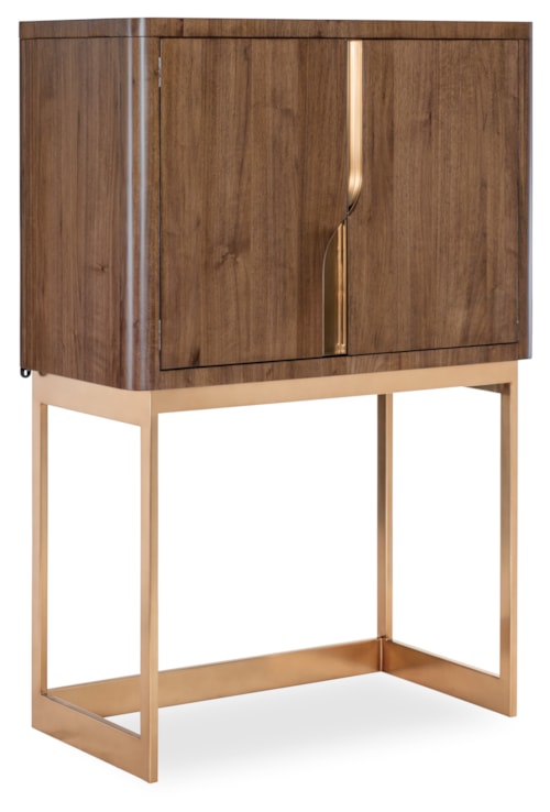 Transitional Bar Cabinet with Backlit Mirror