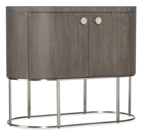 Contemporary 2-Door Oval Nightstand with Metal Base