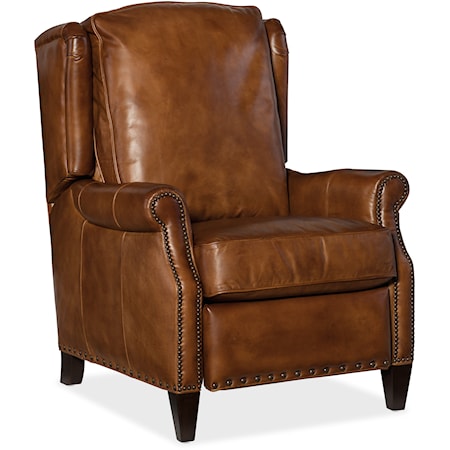 Traditional Leather Recliner with Nailhead Trim