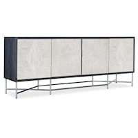 Casual 4-Door Fine Lines Storage Credenza with Adjustable Shelves