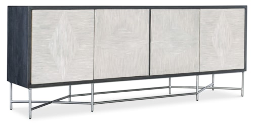 Casual 4-Door Fine Lines Storage Credenza with Adjustable Shelves