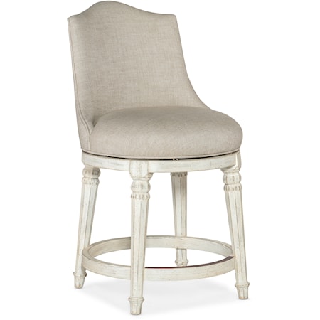 Traditional Upholstered Swivel Counter Stool