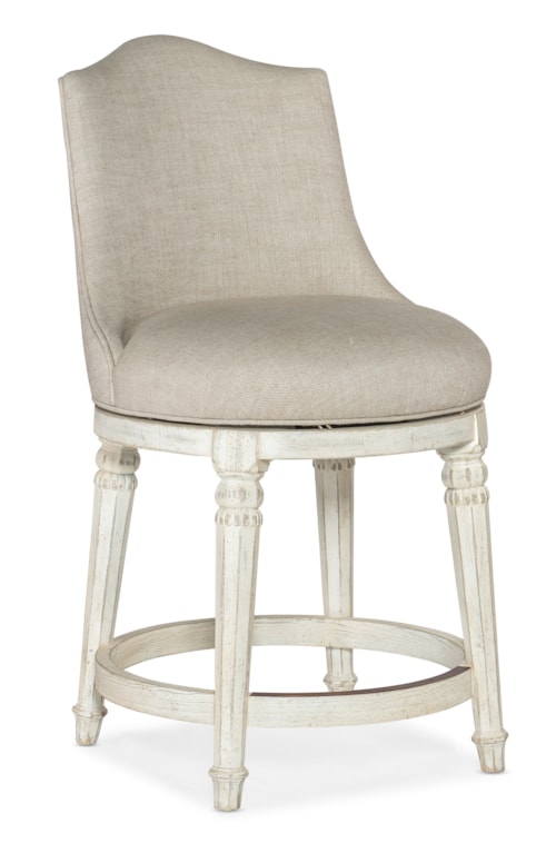 Traditional Upholstered Swivel Counter Stool