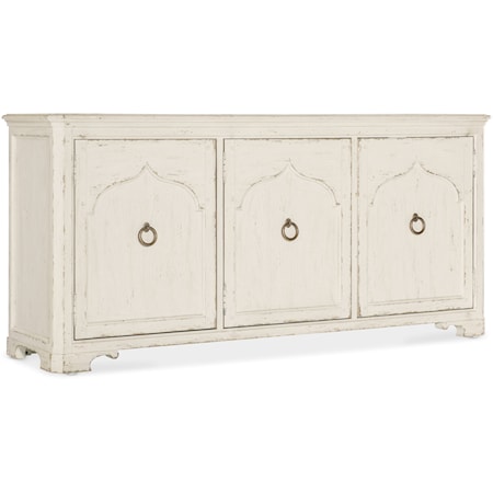 Traditional 3-Door Entertainment Credenza with Wire Management Holes