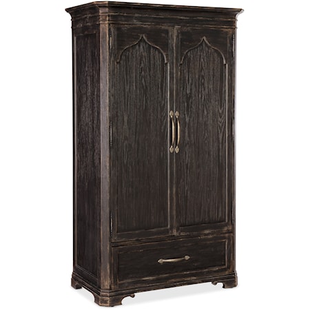 Traditional 2-Door Wardrobe with Removable Clothing Rod