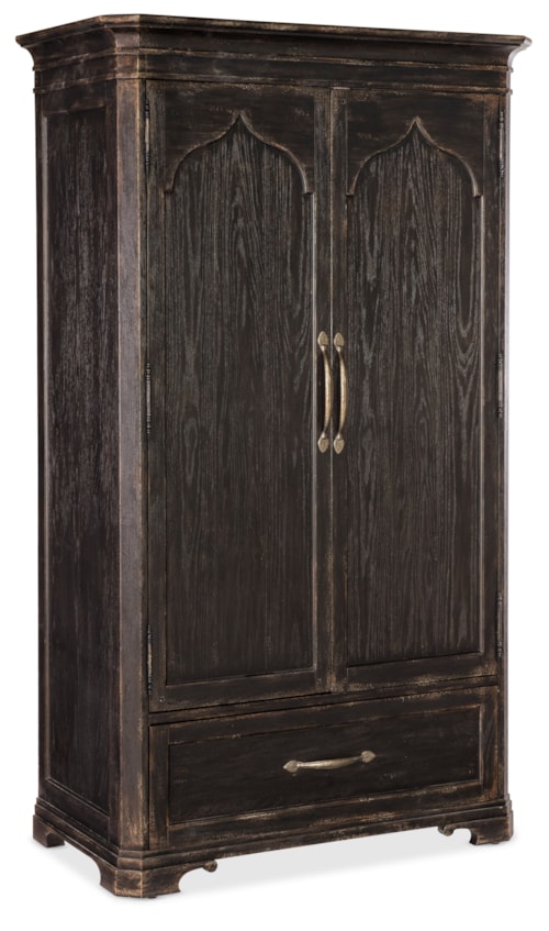 Traditional 2-Door Wardrobe with Removable Clothing Rod