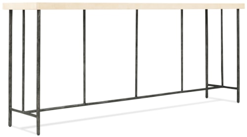 Industrial Stone-Top Metal Console Table