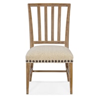 Casual Vintage Natural Side Chair with Upholstered Cushion