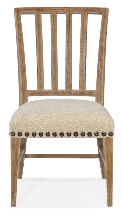 Casual Vintage Natural Side Chair with Upholstered Cushion