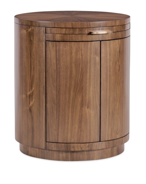 Transitional Round Nightstand with Hidden Storage