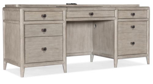 Transitional Credenza with Locking File Drawer