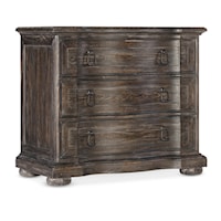 Traditional Three-Drawer Nightstand with Power Outlets and USB