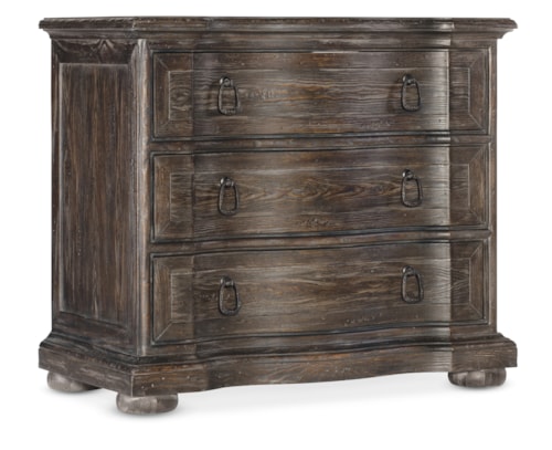 Traditional Three-Drawer Nightstand with Power Outlets and USB