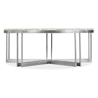 Contemporary Round Cocktail Table with White Onyx Stone Top