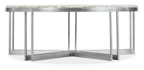 Contemporary Round Cocktail Table with White Onyx Stone Top
