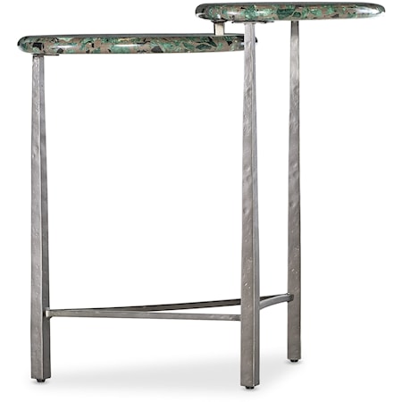 Contemporary Two-Tiered End Table with Marble Tops
