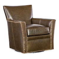 Transitional Upholstered Swivel Chair with Nailhead Trim