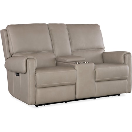 Transitional Power Console Loveseat with Power Headrest