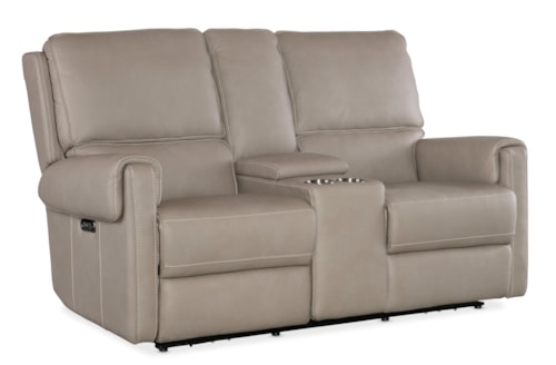 Transitional Power Console Loveseat with Power Headrest