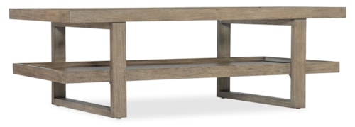 Contemporary Rectangular Cocktail Table with Tempered Glass Insert Top