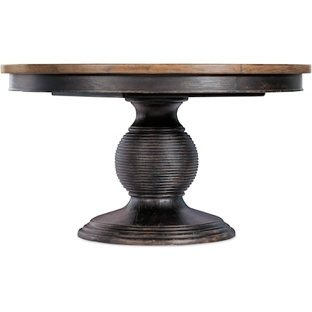 Traditional Round Pedestal Dining Table with 22" Extension Leaf