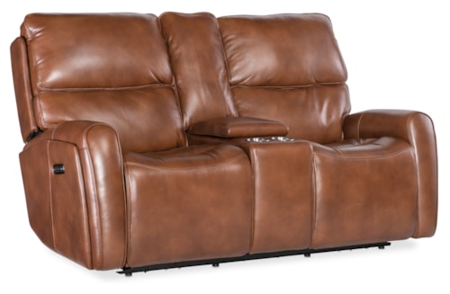 Transitional Power Console Reclining Loveseat with USB Port